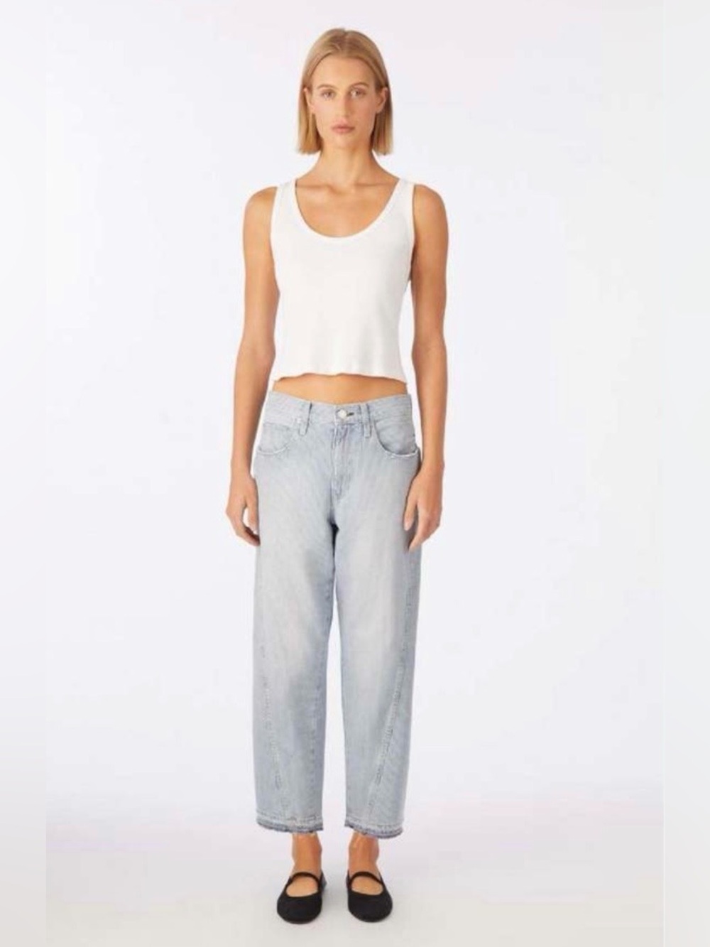 AMO Maria Jean Railroad Stripe Raw Hem size 26 (30” waist low slung fit)